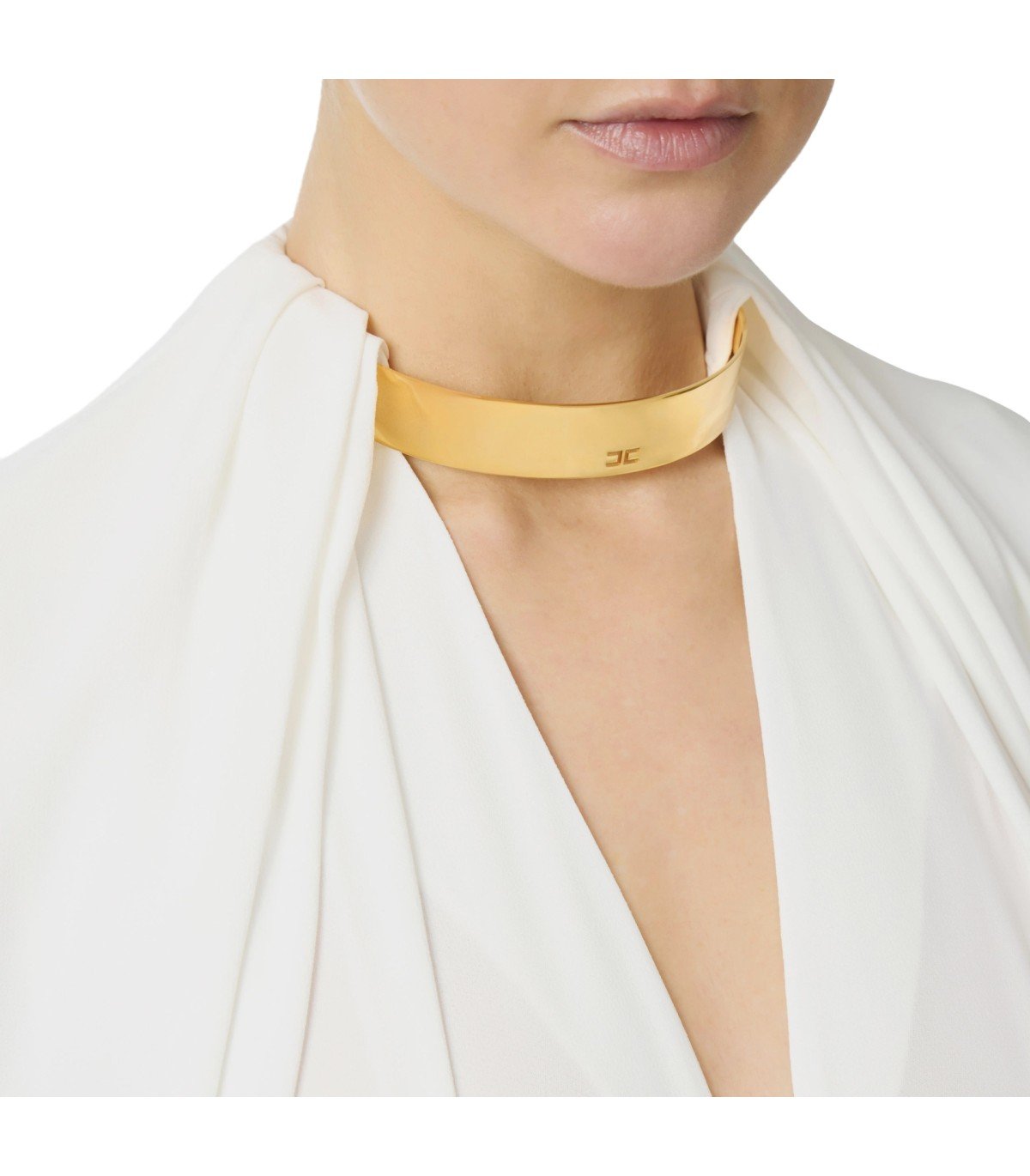 ELISABETTA FRANCHI IVORY JEWEL BLOUSE