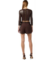 ELISABETTA FRANCHI BROWN BELTED SHORTS