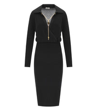 ELISABETTA FRANCHI BLACK KNITTED DRESS - 38