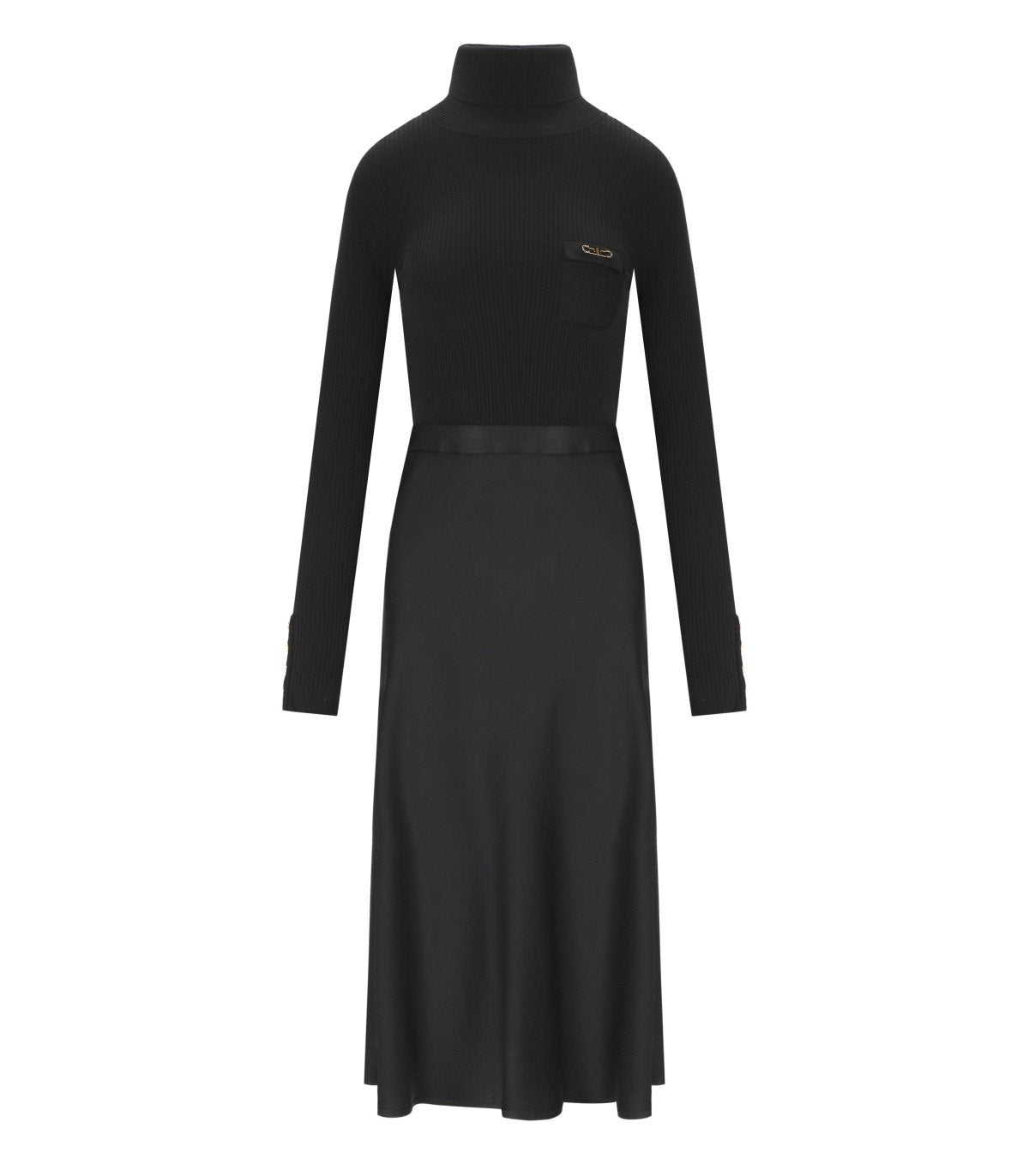 VESTIDO CON CUELLO ALTO NEGRO ELISABETTA FRANCHI