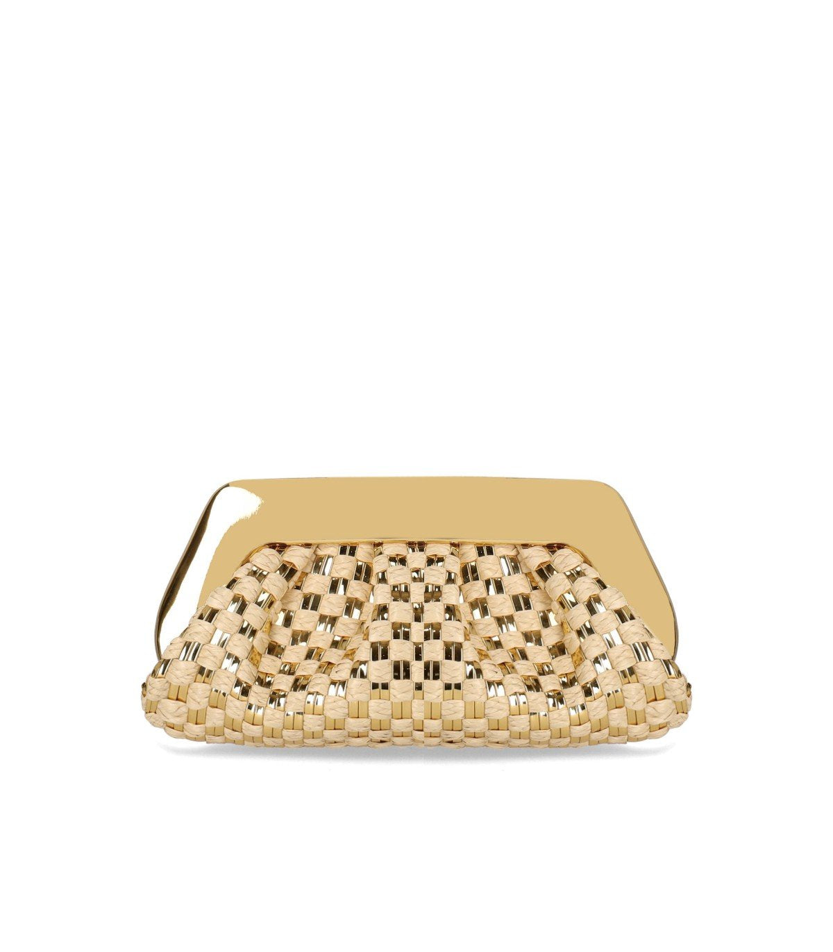 CLUTCH EMERA MICRO WEAVED STRAW LAMINATED ORO THEMOIRè