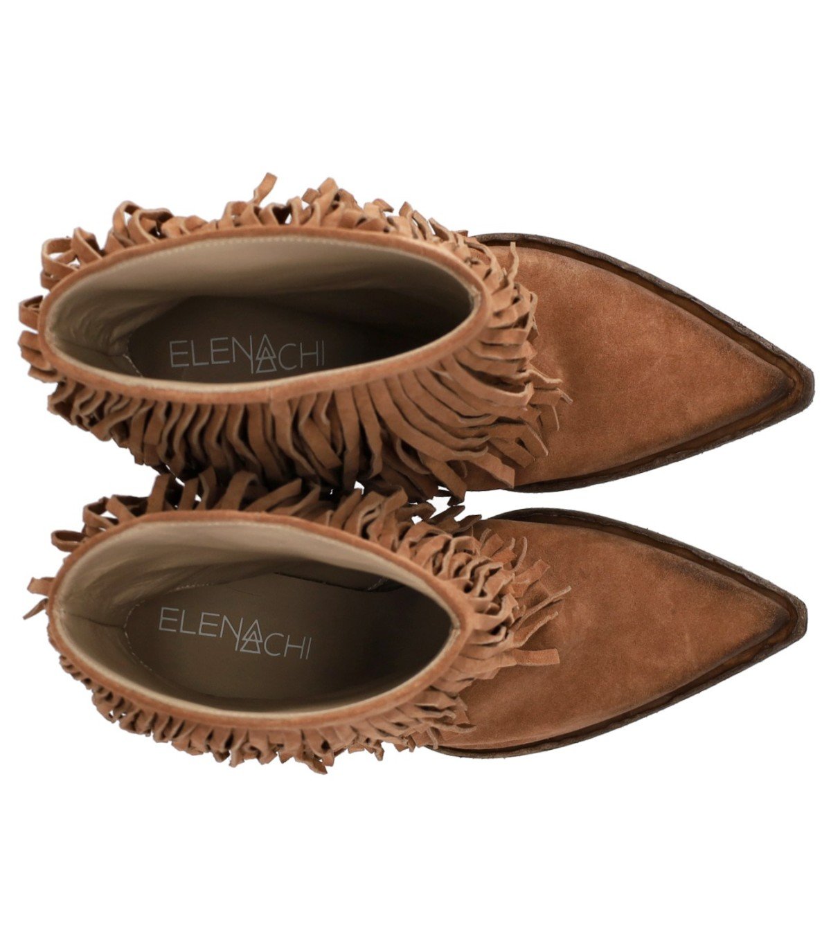 ELENA IACHI BRAUN TEXANER STIEFEL MIT FRANSEN