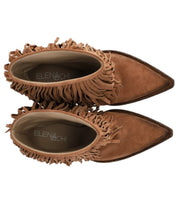 ELENA IACHI BRAUN TEXANER STIEFEL MIT FRANSEN