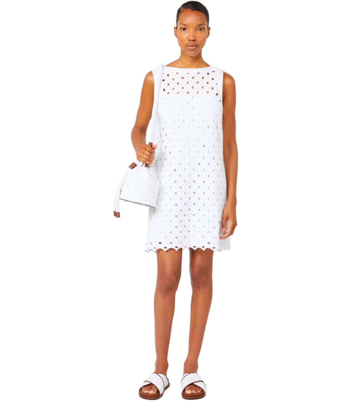 ROBE PESI MACRAME BLANCHE MAX MARA BEACHWEAR