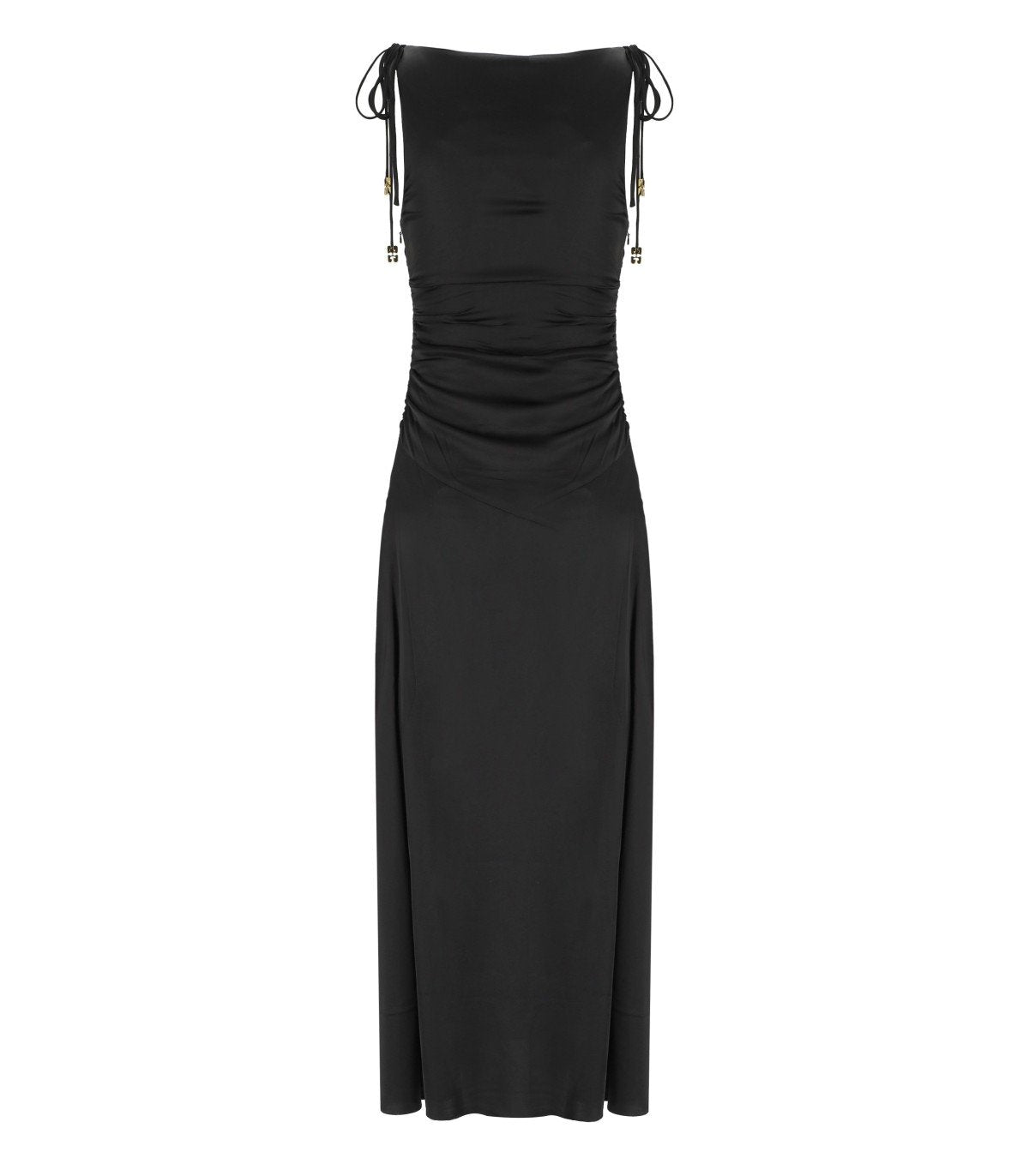 ganni black dress Abito Lungo in Satin Nero GANNI