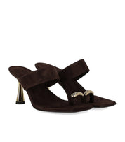 SERGIO LEVANTESI IRIDE BROWN HEELED MULE