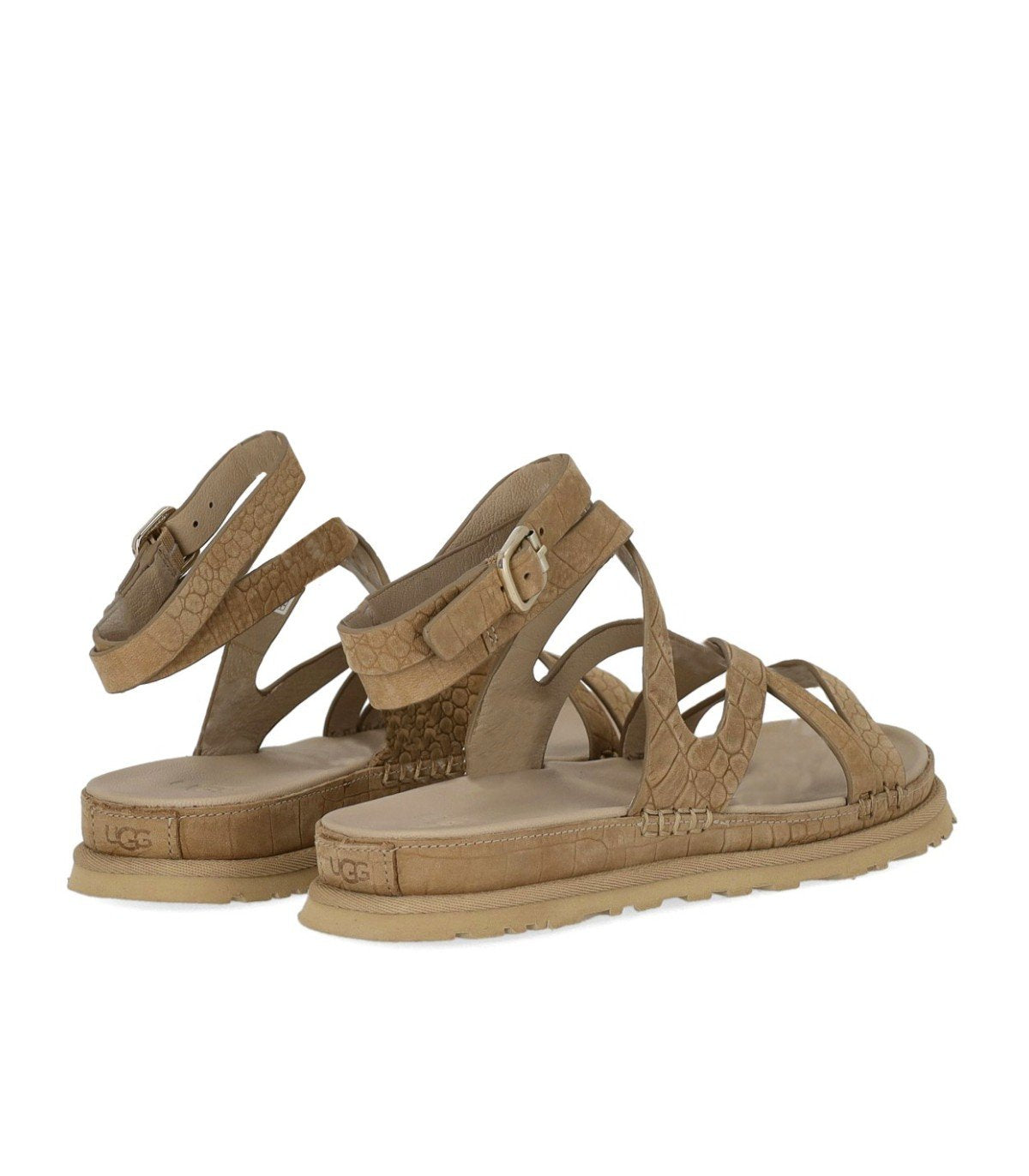 UGG GOLDENGAZE EMBOSSED ANKLE WRAP MUSTARD SEED SANDALE