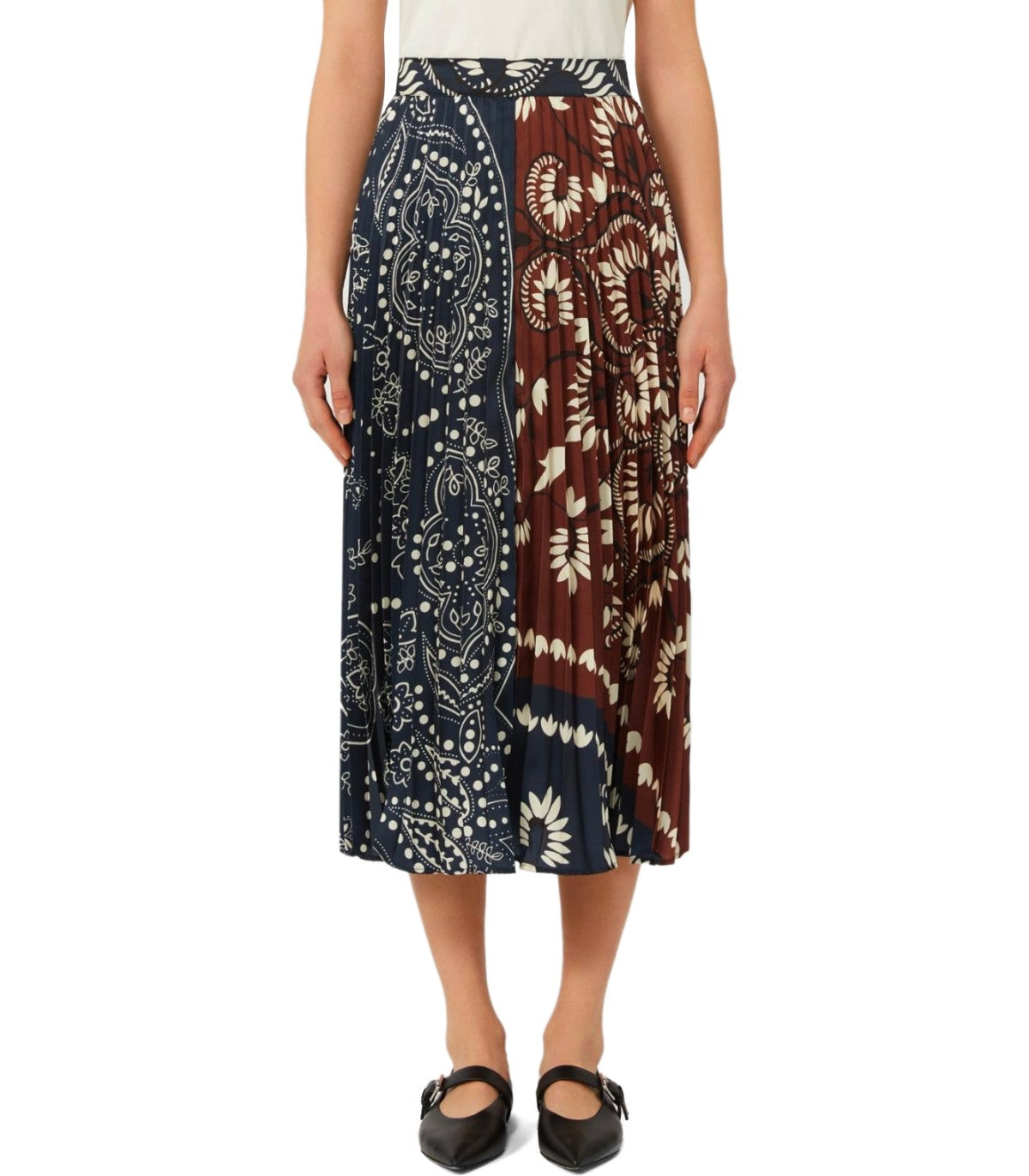 MAX MARA WEEKEND MILORD BLUE AND BROWN MIDI SKIRT