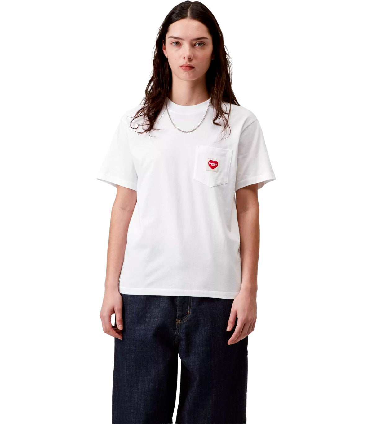 CARHARTT WIP W'S S/S POCKET HEART WHITE T-SHIRT