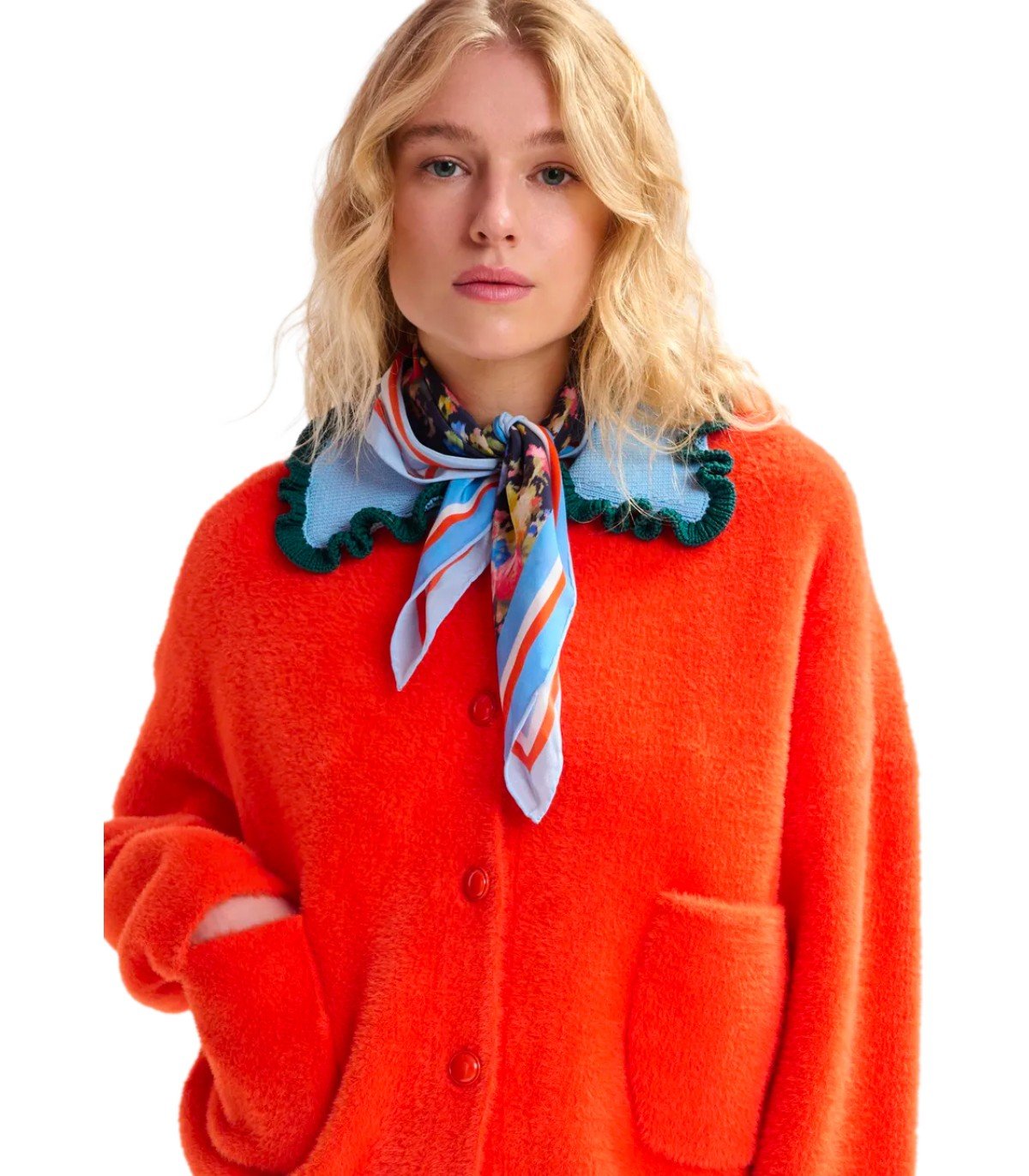 ESSENTIEL ANTWERP JUNGLE LIGHT BLUE FOULARD SCARF