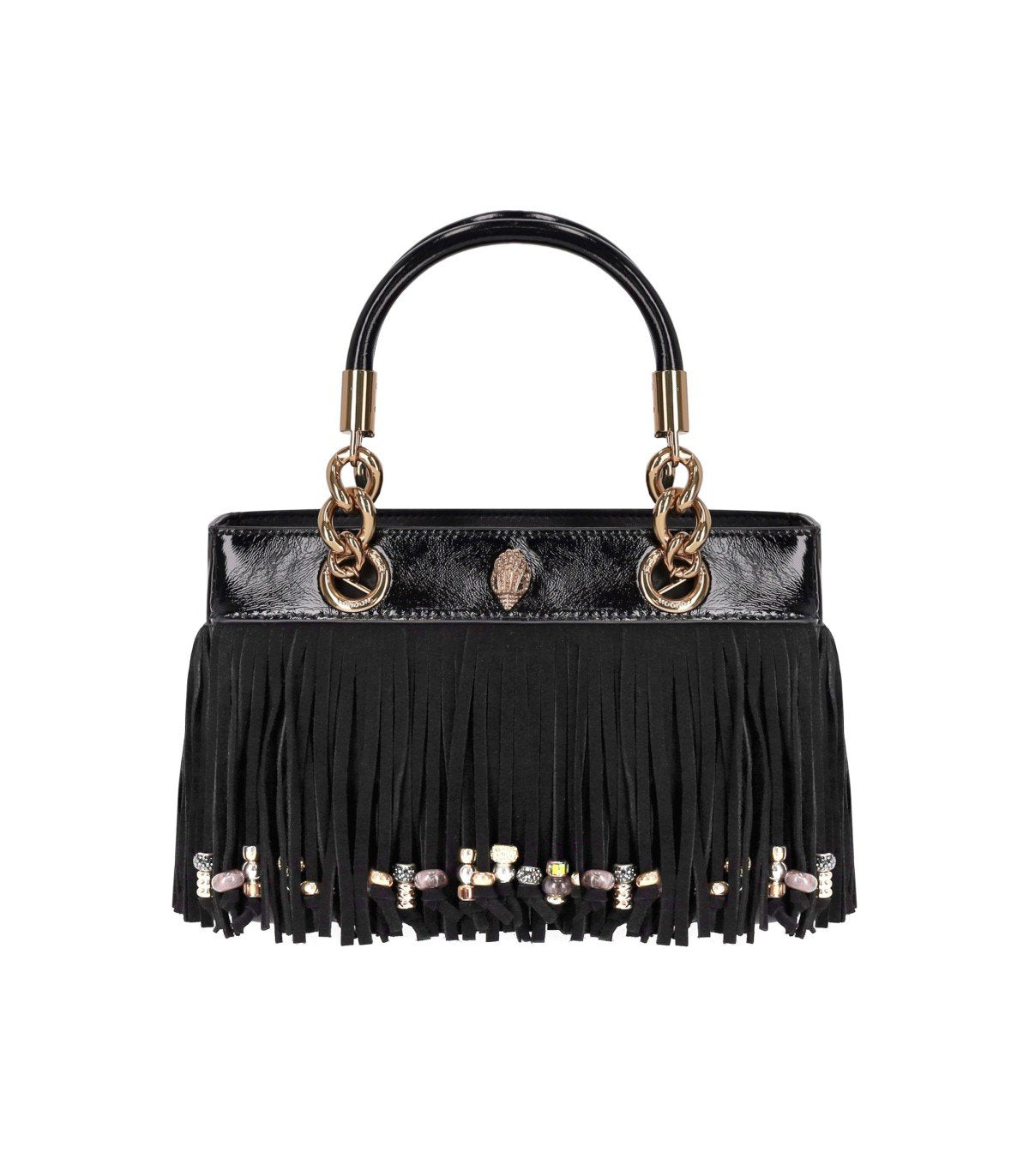 KURT GEIGER KENSINGTON FRINGE SCHWARZE HANDTASCHE