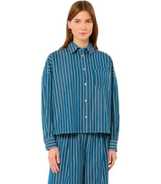 CAMICIA ONORE A RIGHE BIANCO BLU MAX MARA WEEKEND