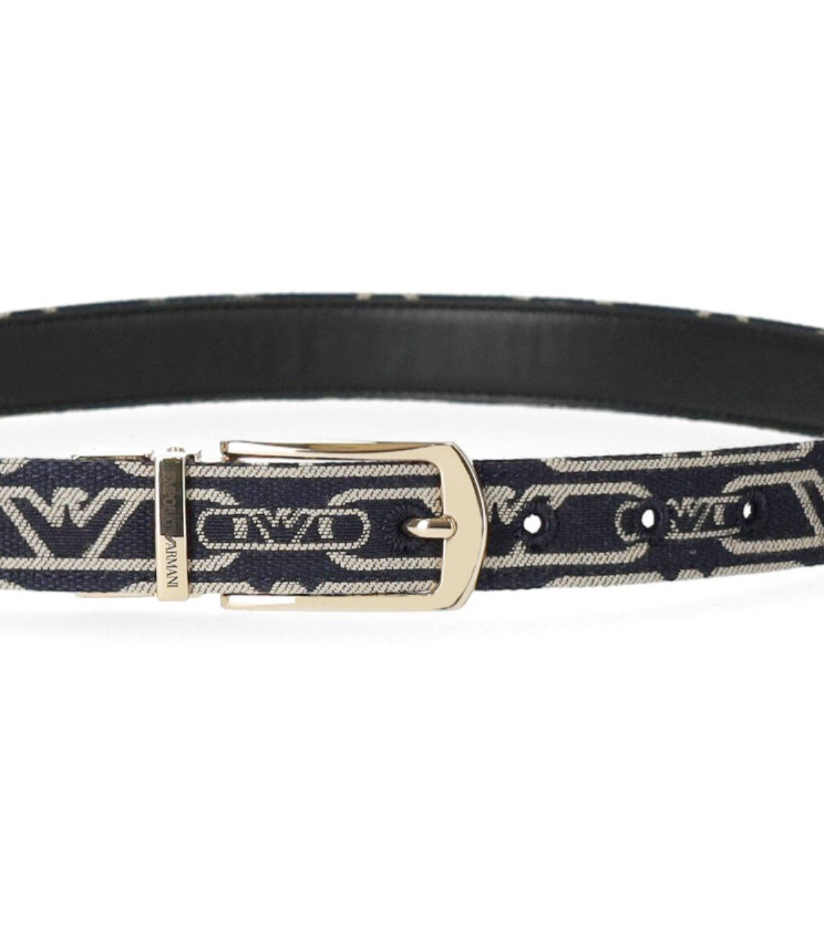 CINTURA REVERSIBILE MONOGRAM BLU ECRU EMPORIO ARMANI