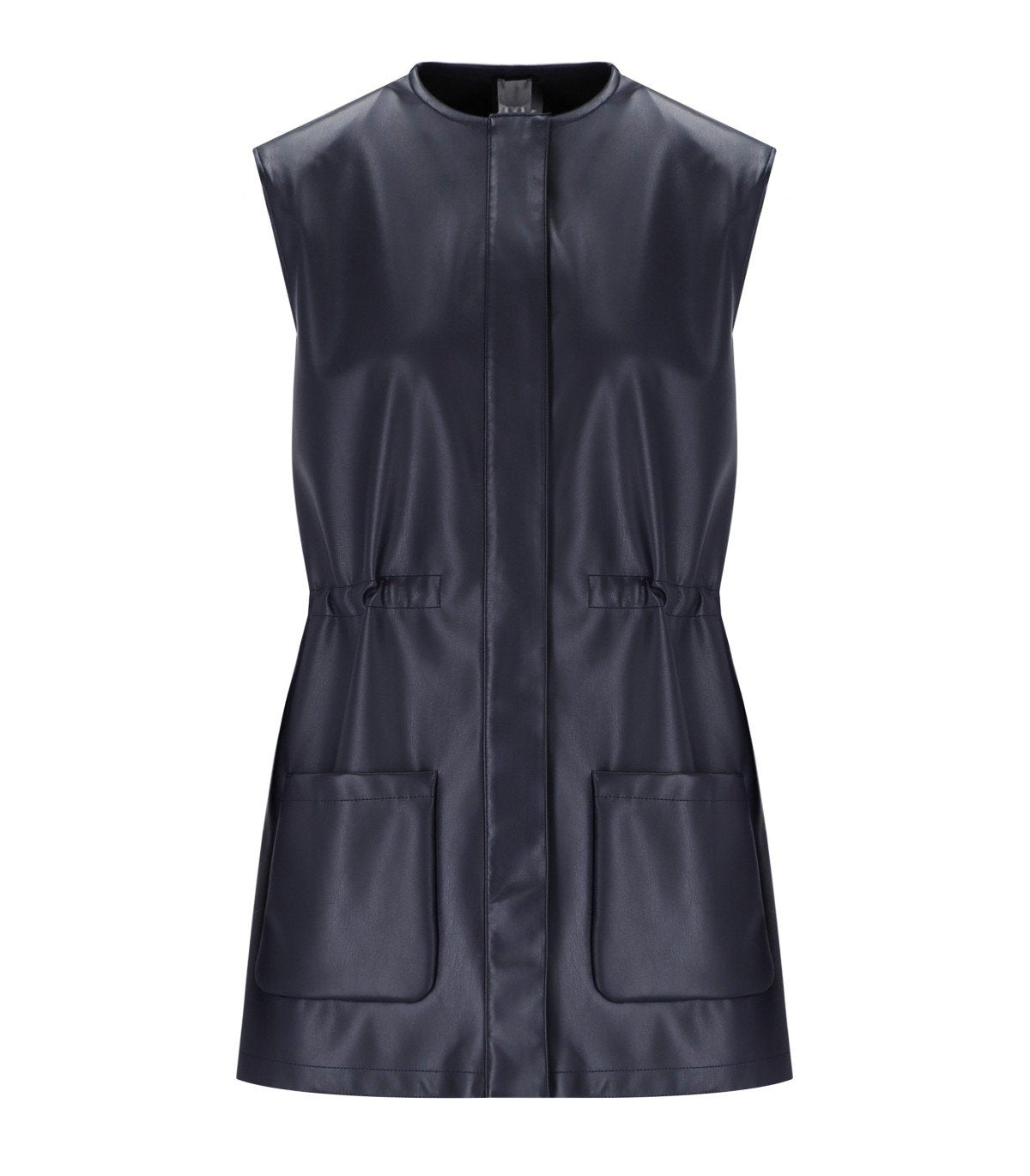 MM MAX MARA TOLONE BLUE LEATHER EFFECT VEST
