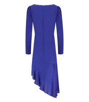 ELISABETTA FRANCHI INDIGO BLUE ASYMMETRIC DRESS