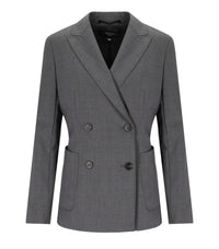 MAX MARA WEEKEND ORNATI GREY DOUBLE-BREASTED BLAZER - 44