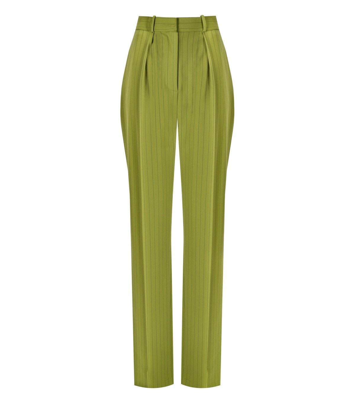 ELISABETTA FRANCHI OLIVE PINSTRIPE PANTS