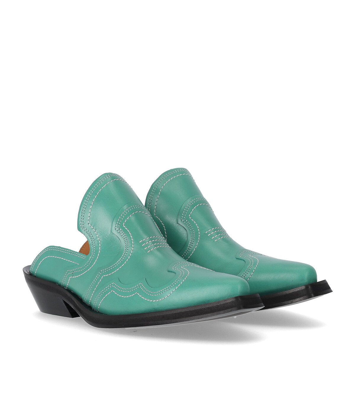 GANNI WESTERN GREEN MULE