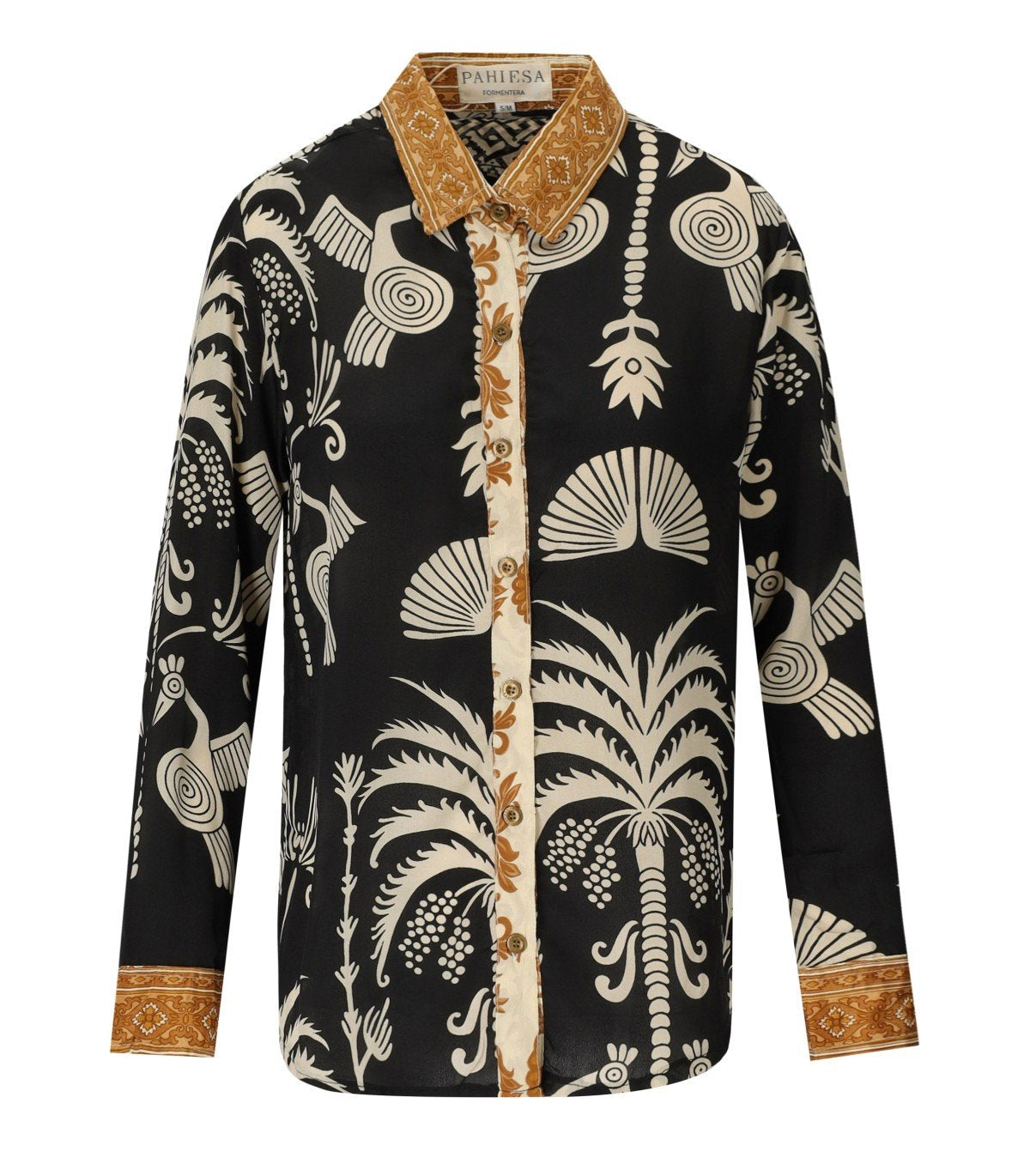 PAHIESA FORMENTERA BLACK AND GOLD SHIRT