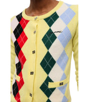 GANNI YELLOW DIAMOND CARDIGAN