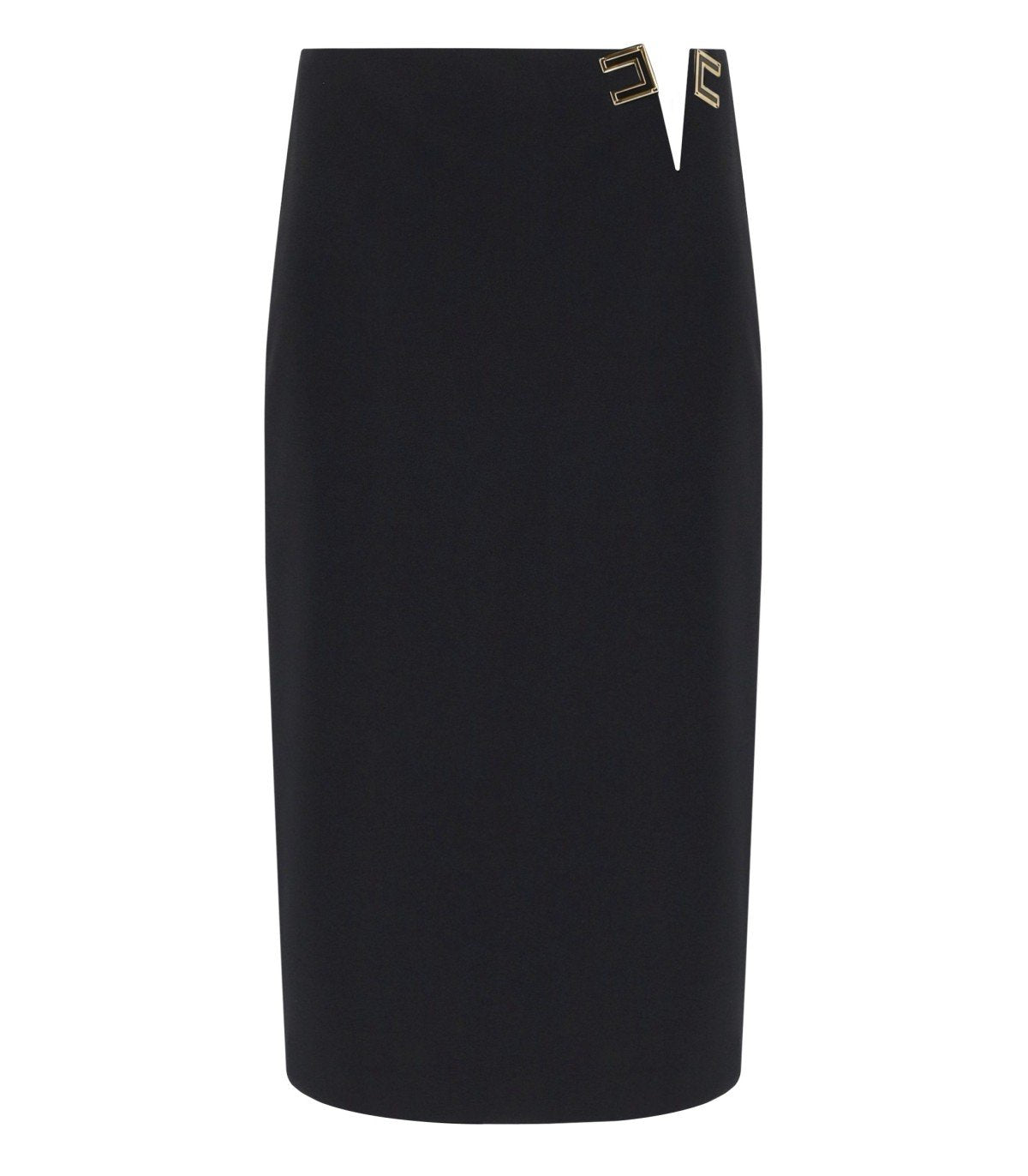 ELISABETTA FRANCHI BLACK MIDI SKIRT WITH LOGO