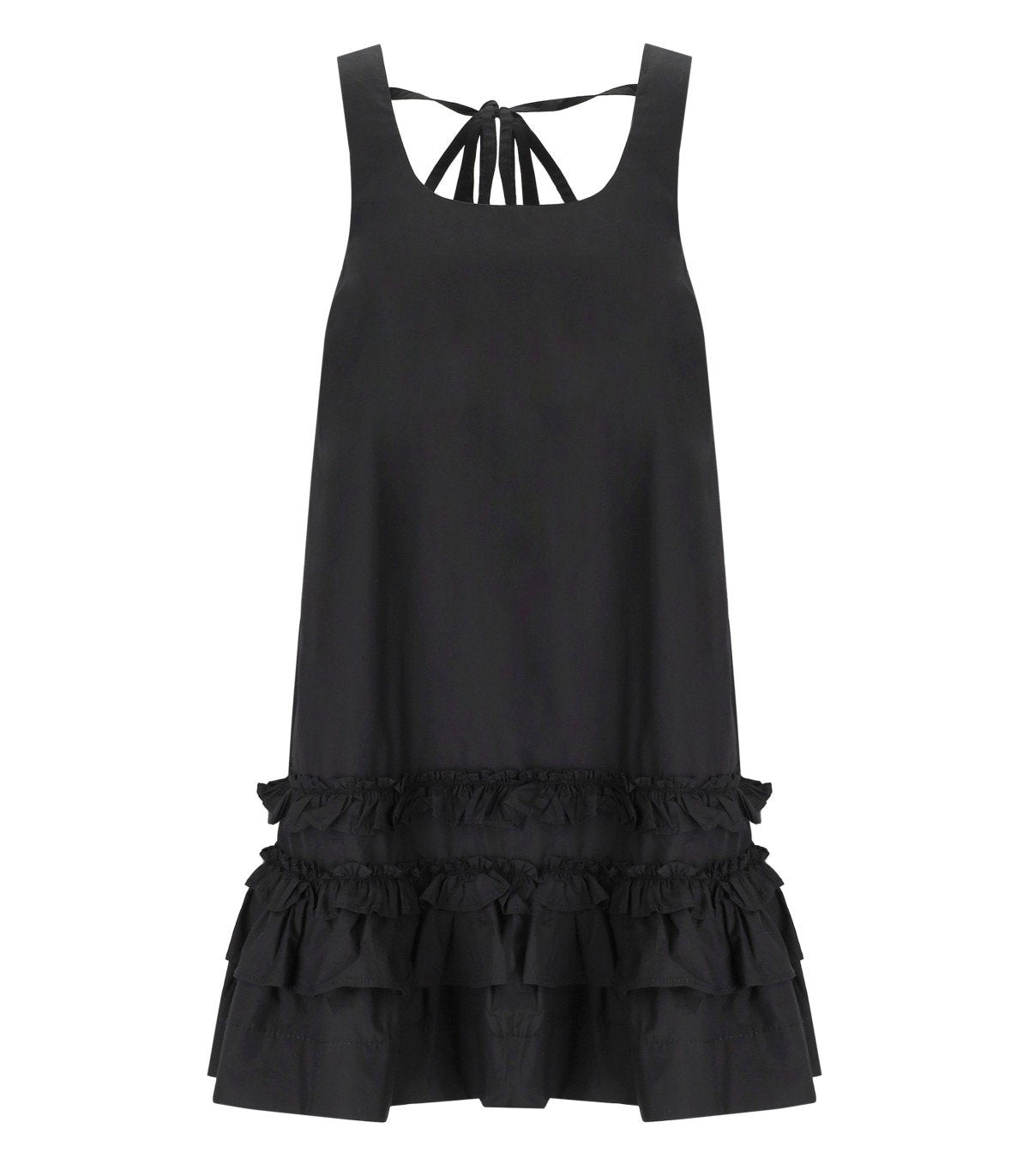 GANNI SCHWARZES RÜSCHENKLEID