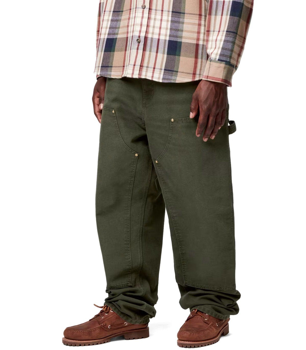 CARHARTT WIP DOUBLE KNEE OLIVE GREEN PANTS