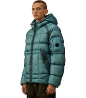C.P. COMPANY D.D.-SHELL AEGEAN BLUE HOODED DOWN JACKET