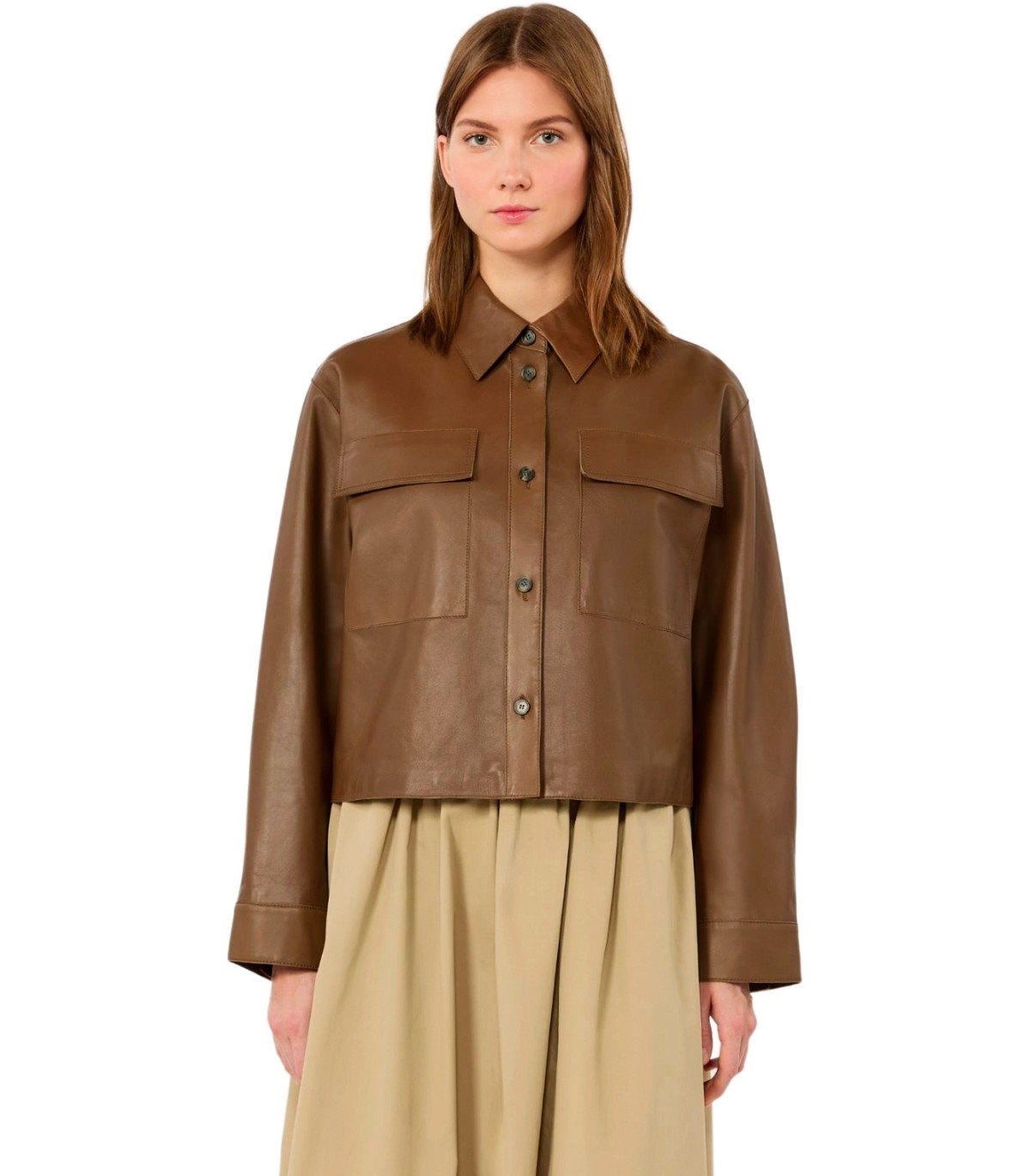 MAX MARA WEEKEND PIOVRA BRAUNER LEDERJACKE