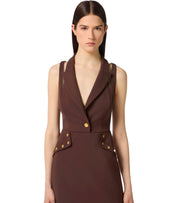 ELISABETTA FRANCHI COFFEE CUT-OUT DRESS