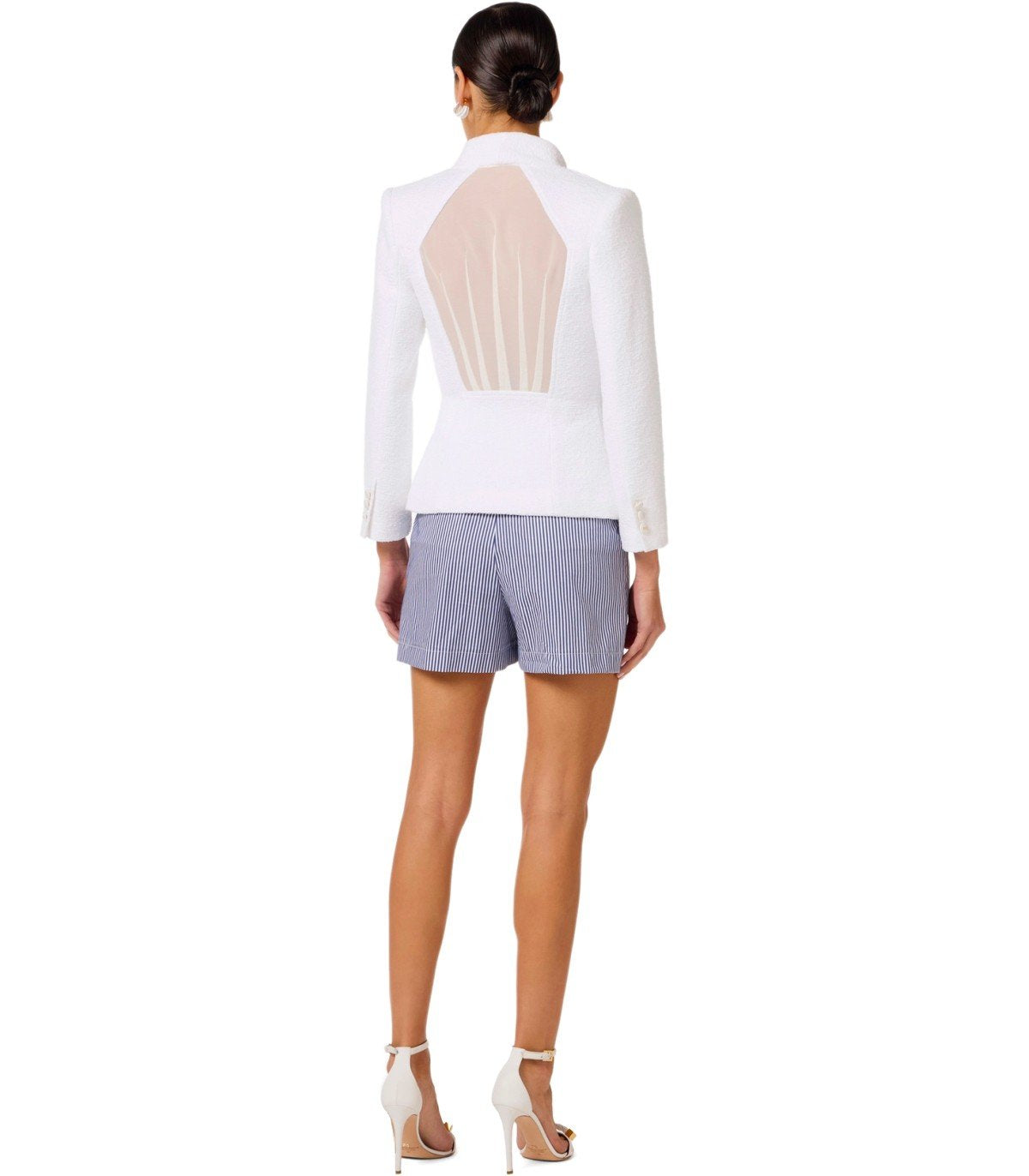 ELISABETTA FRANCHI STRIPED BLUE AND WHITE SHORTS