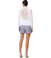 ELISABETTA FRANCHI STRIPED BLUE AND WHITE SHORTS