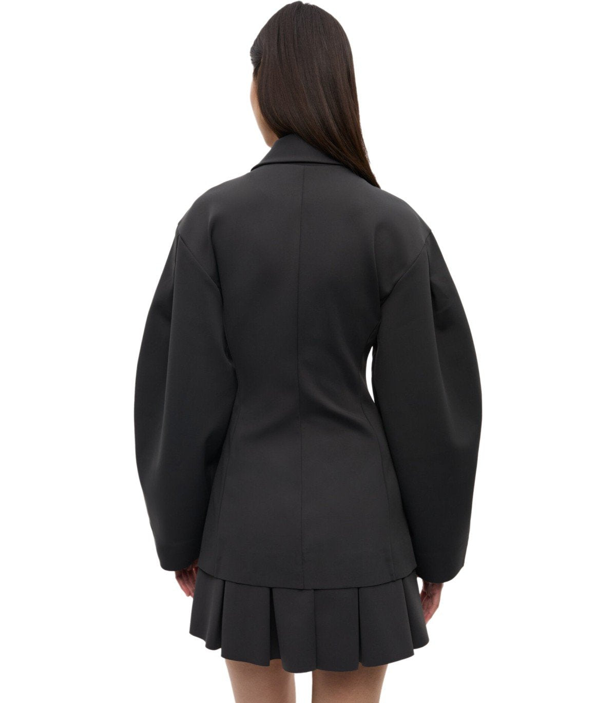 GANNI BLACK SINGLE-BREASTED SCUBA BLAZER