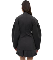 GANNI BLACK SINGLE-BREASTED SCUBA BLAZER