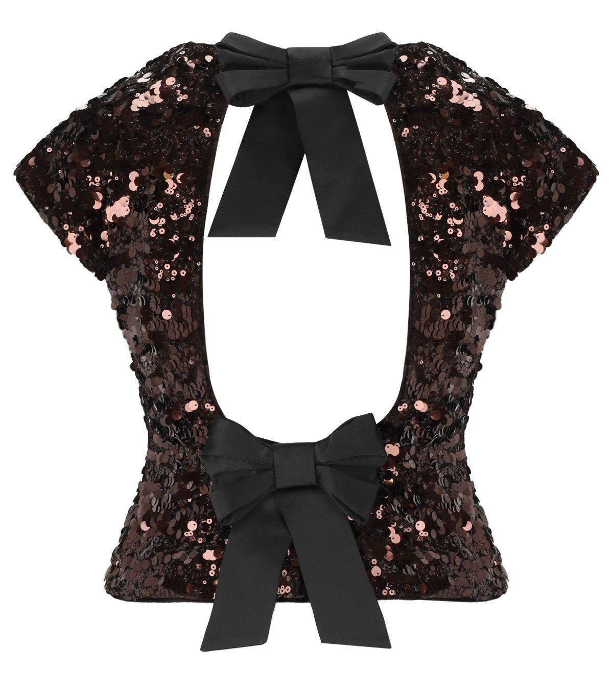 TOP CON FIOCCHI MARRONE GANNI