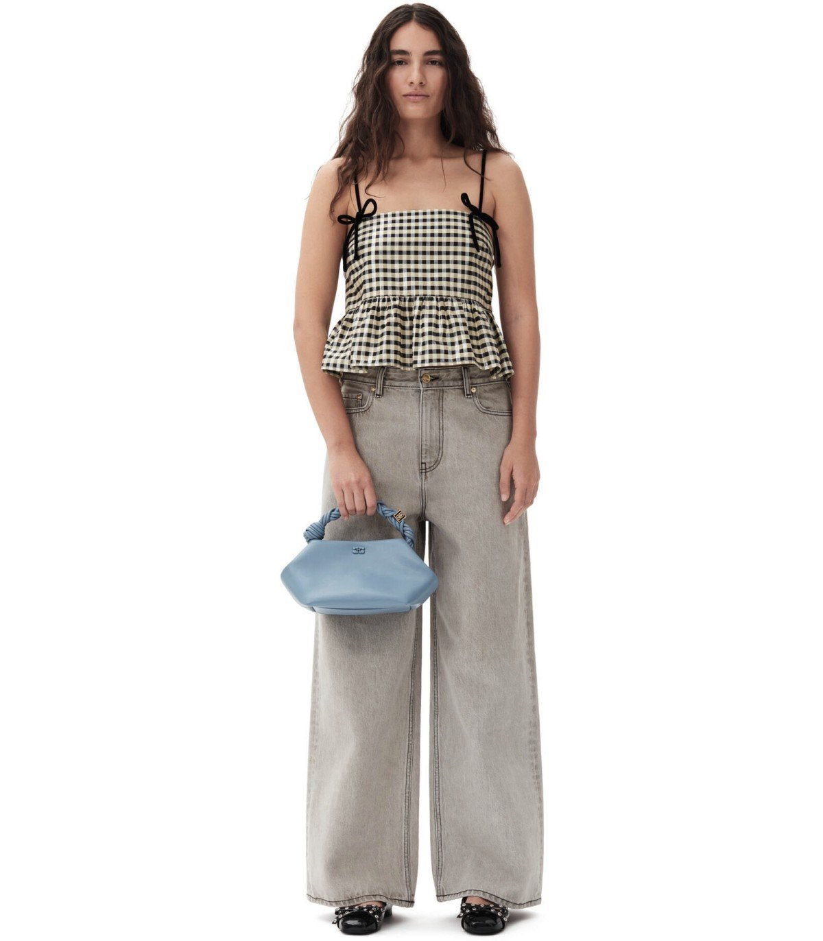 GANNI FUTURE GREY WIDE LEG JEANS