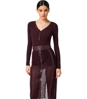 ELISABETTA FRANCHI MERLOT BUTTONED PULL