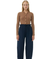 GANNI BLAUE HOSE MIT KORDELZUG