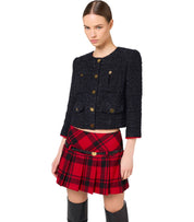 ELISABETTA FRANCHI CROPPED JAS IN ZWART/ROOD PASSION TWEED