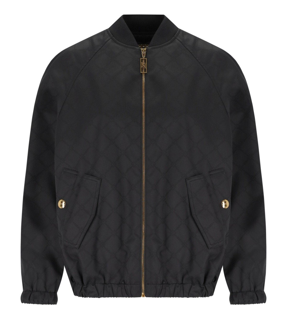 ELISABETTA FRANCHI BLACK JACQUARD BOMBER JACKET