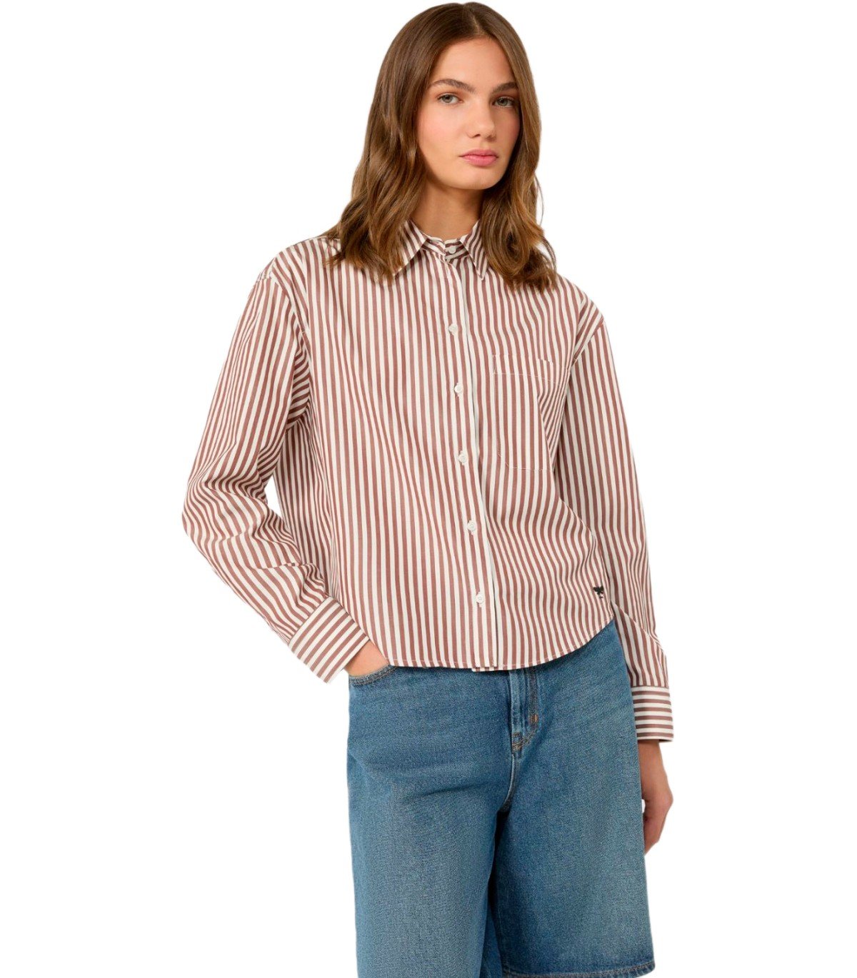 CAMICIA A RIGHE PANETTO BIANCA E MARRONE MAX MARA WEEKEND