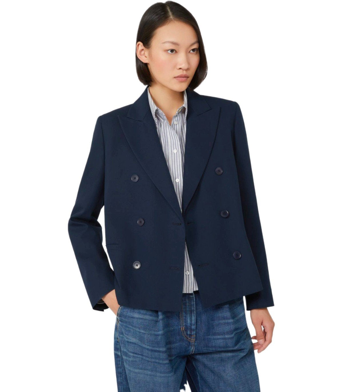 MAX MARA WEEKEND TAPPETO BLUE DOUBLE-BREASTED BLAZER