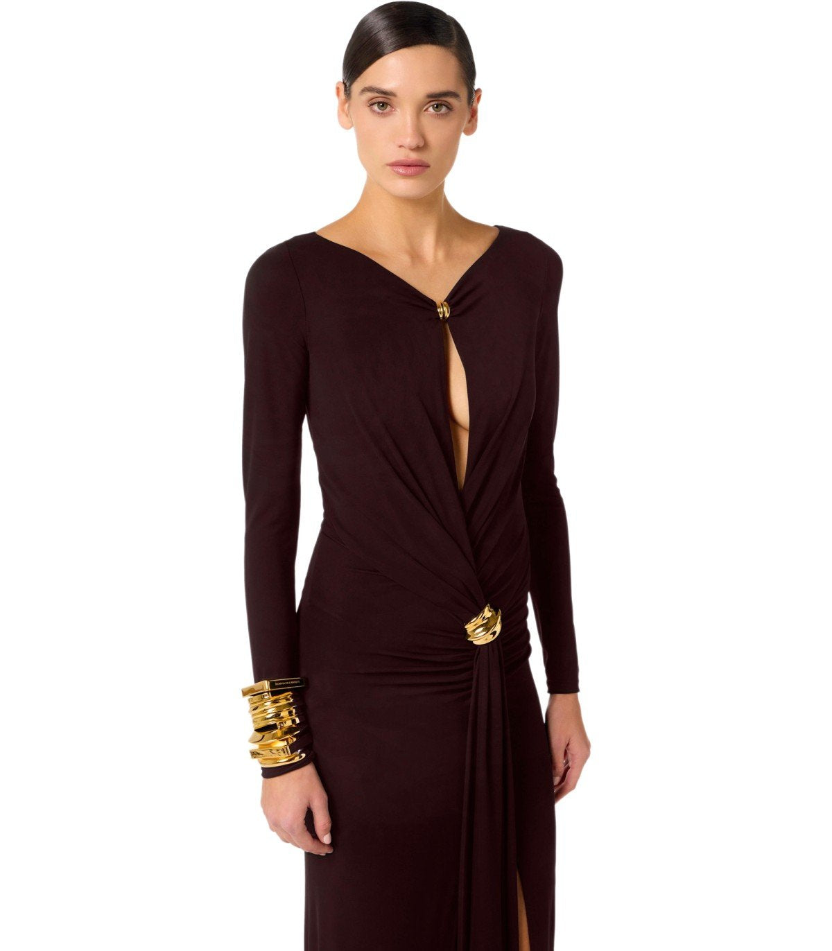 ELISABETTA FRANCHI RED CARPET DARK CHOCOLATE DRESS – FerrarisBoutique