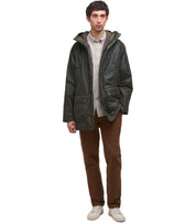 BARBOUR BEDALE WAX OLIVE GREEN PARKA