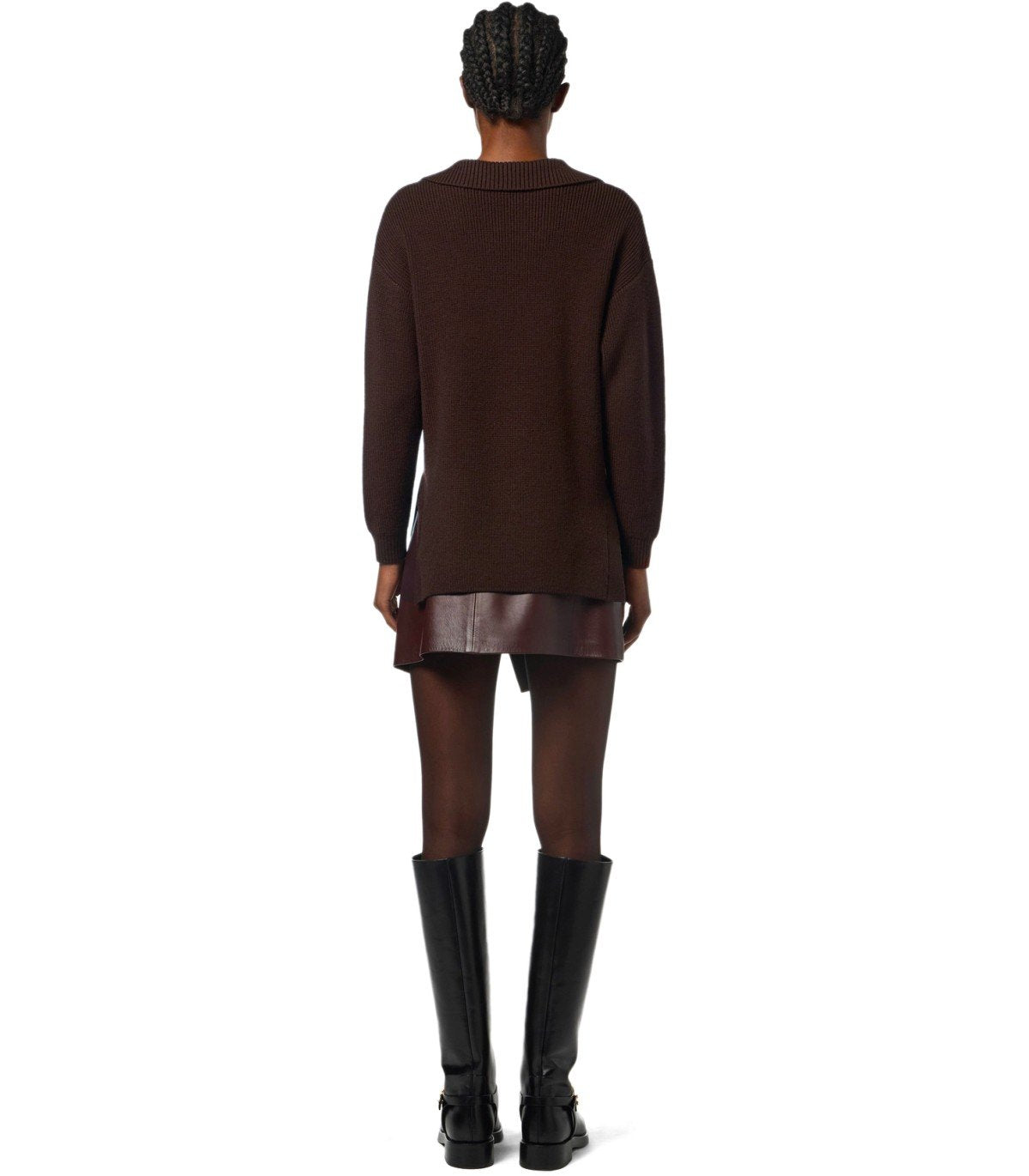 ELISABETTA FRANCHI COFFEE POLO SWEATER