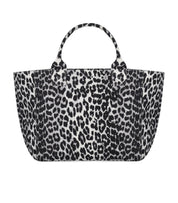 GANNI GRAUE SHOPPERTASCHE MIT LEOPARDDRÜCK