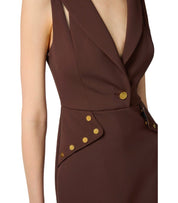 ELISABETTA FRANCHI COFFEE CUT-OUT DRESS