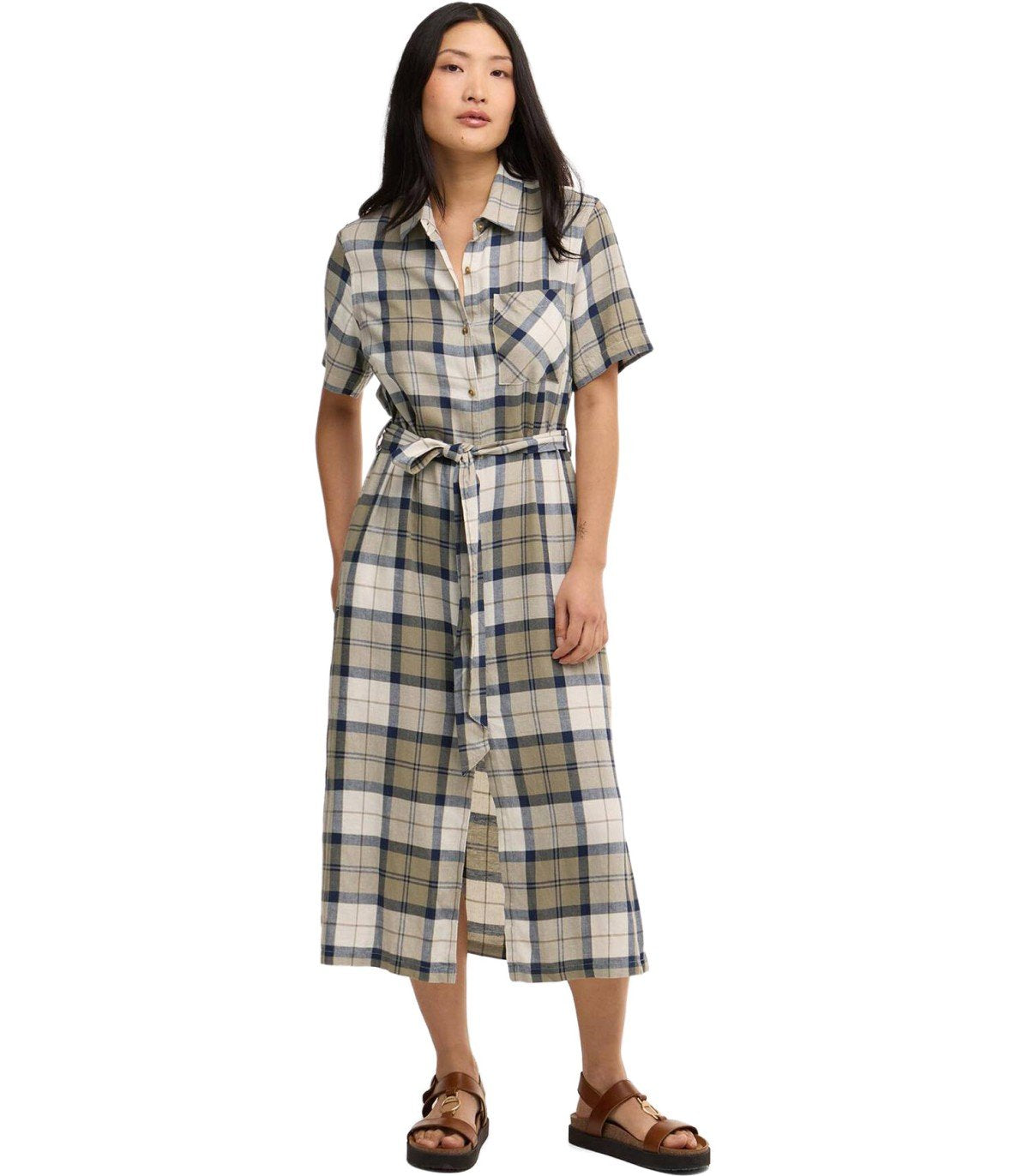 BARBOUR FERN TARTAN BLAUWE MIDI JURK