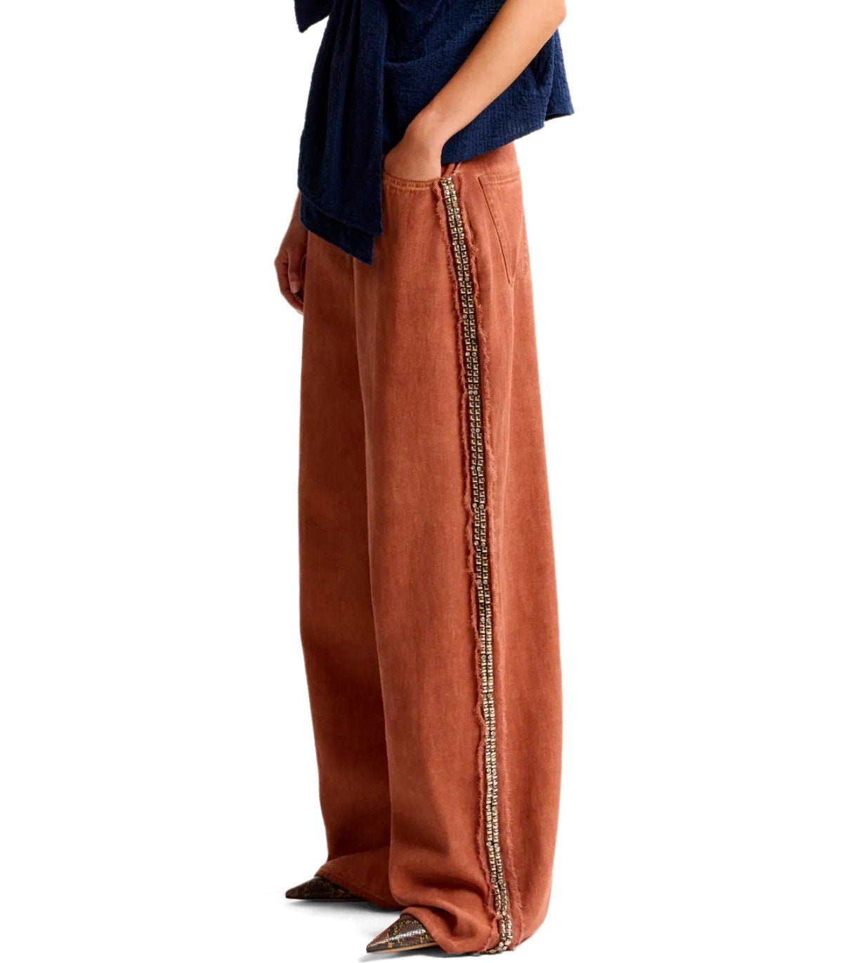 ESSENTIEL ANTWERP JEEPER RUST WIDE LEG JEANS