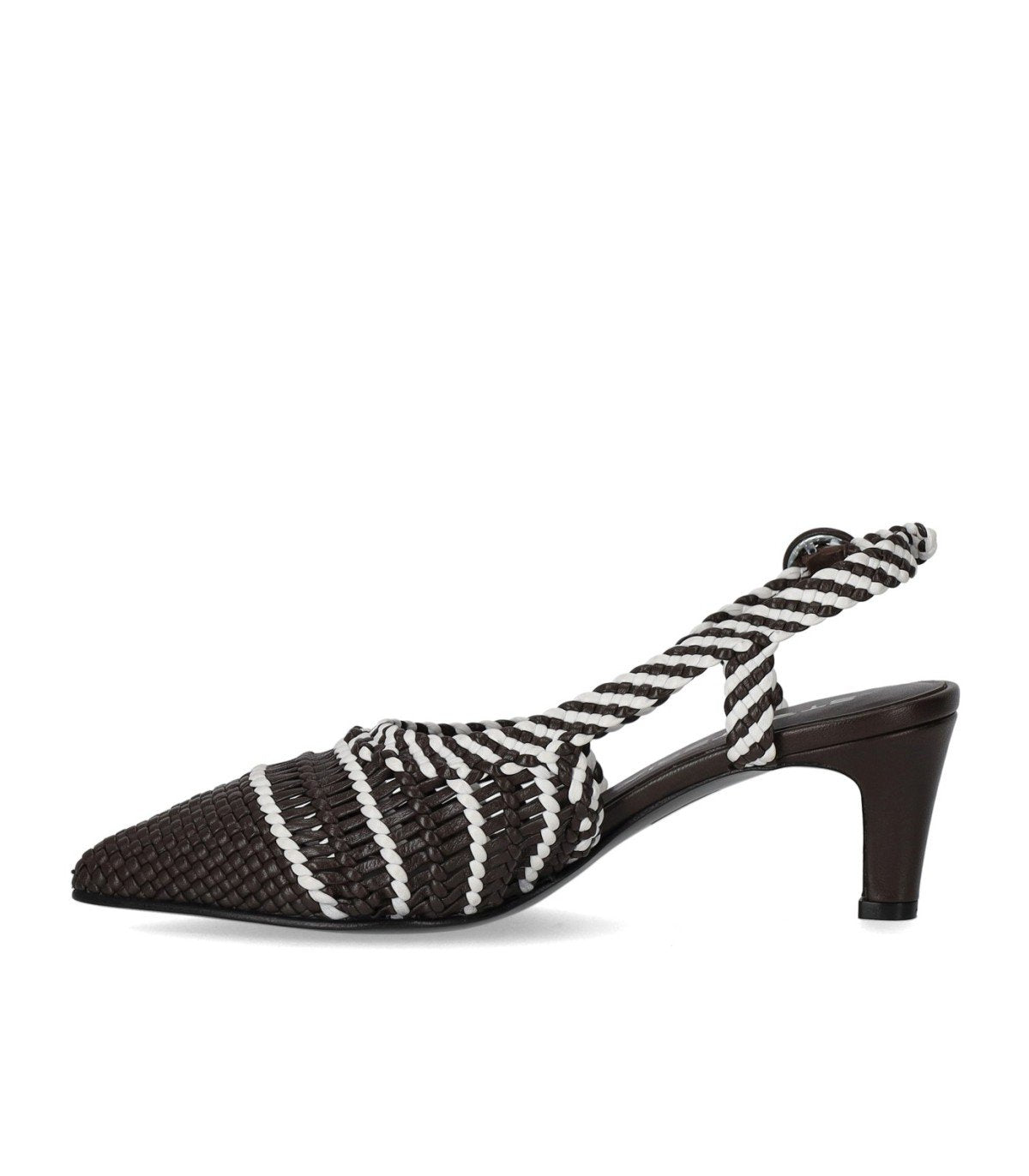 STRATEGIA BROWN WOVEN SLINGBACK PUMP